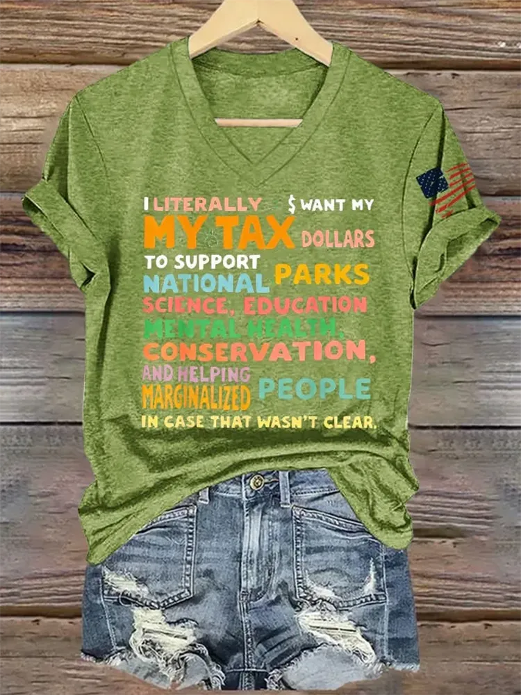 Woman'S My Tax V-Neck Short-Sleeve T-Shirt