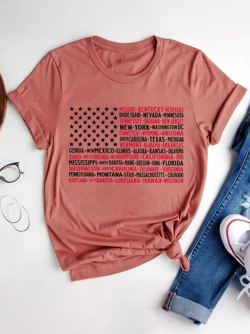 Vintage American Flag 4Th Of July Teacher T-Shirt