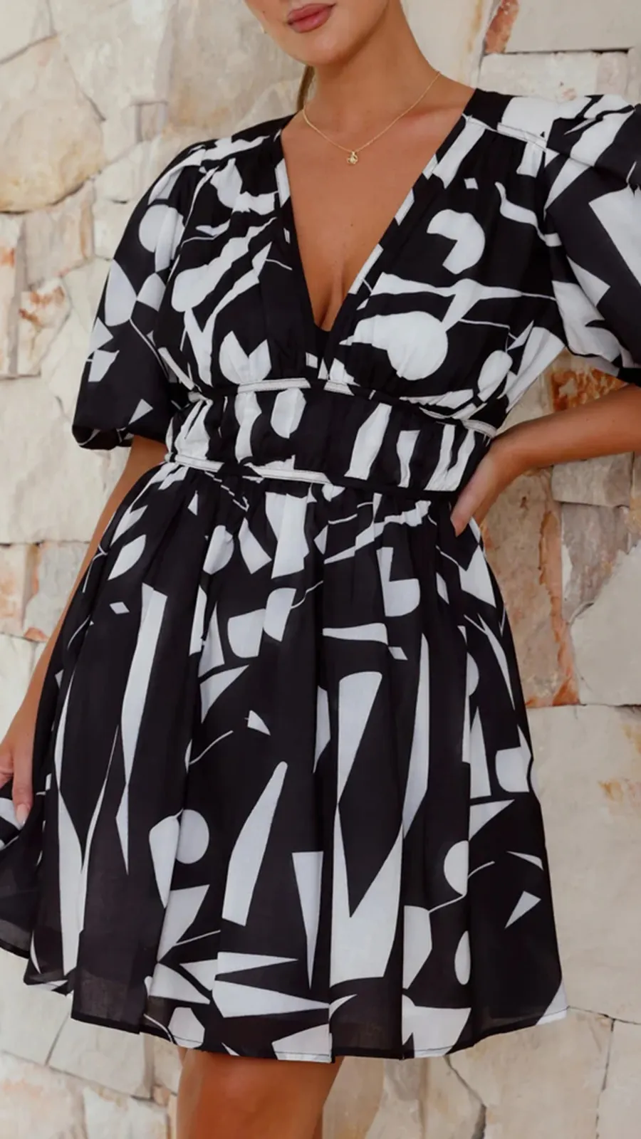 Short Puff Sleeve Mini Dress