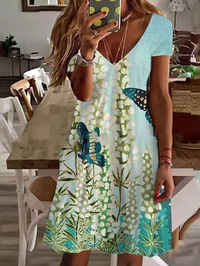 Women's A Line Dress Knee Length Dress Black White Pink Long Sleeve Animal Print Summer Spring V Neck Stylish Winter Dress Fall Dress 2023 S M L XL XXL 3XL