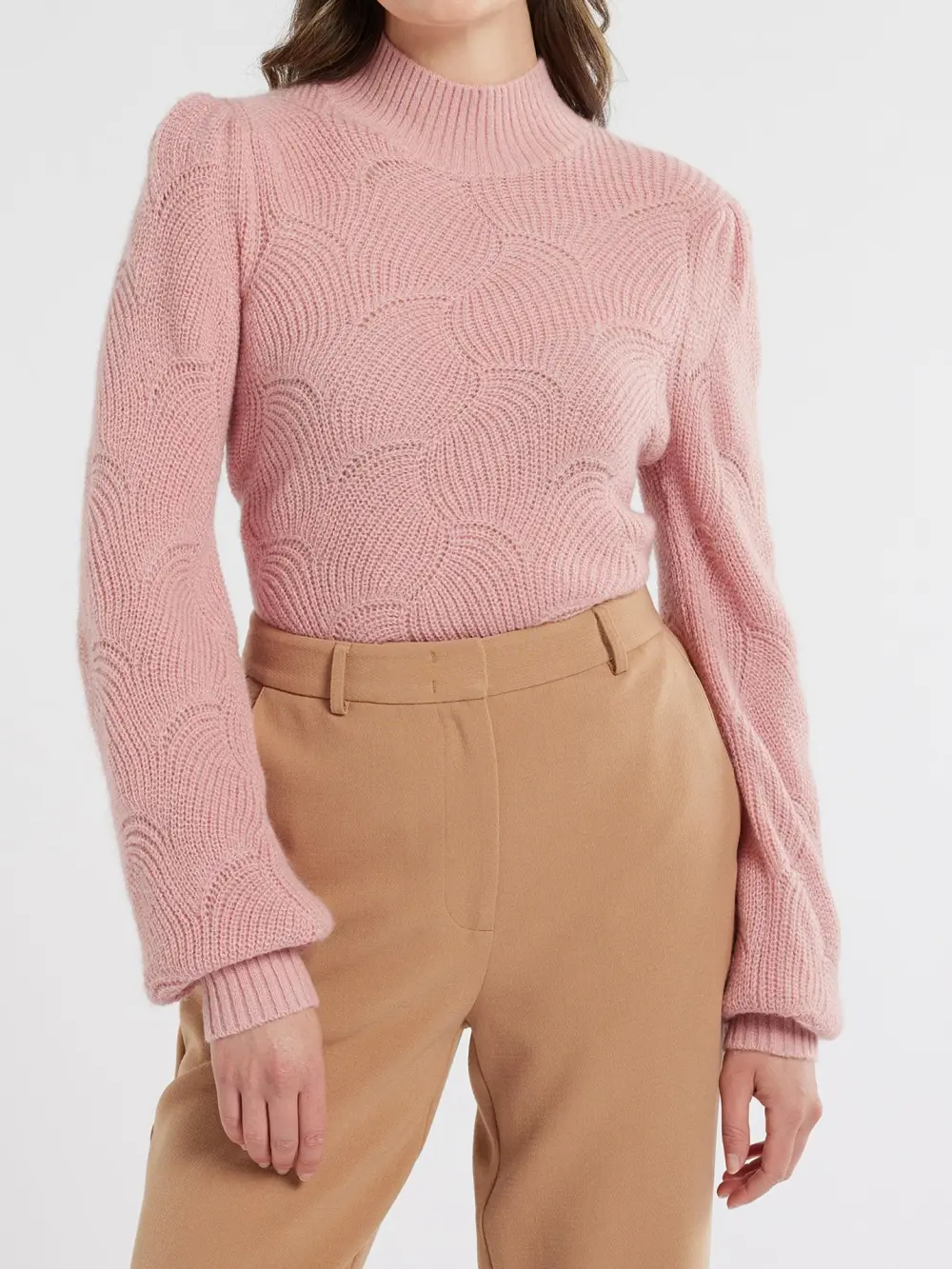 Chic Sand Collar Pointelle Jumper