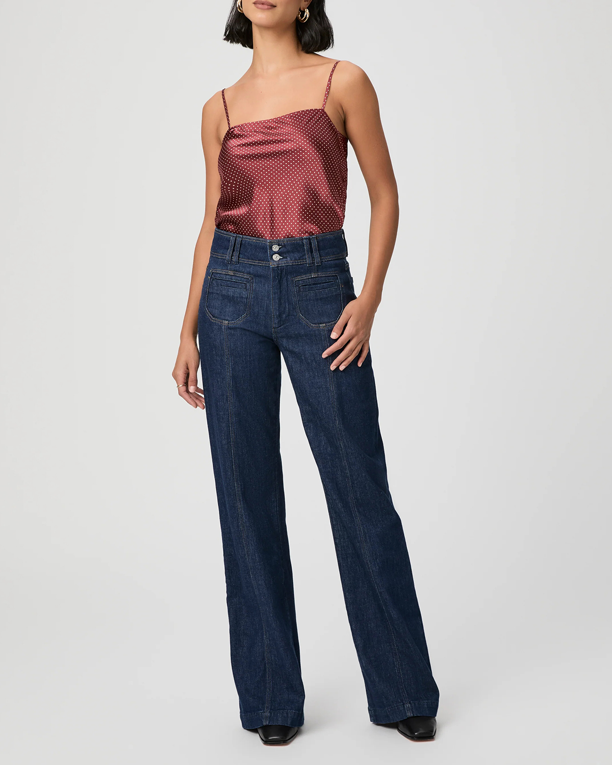 Burgundy Polka Dot Spaghetti Strap Cami