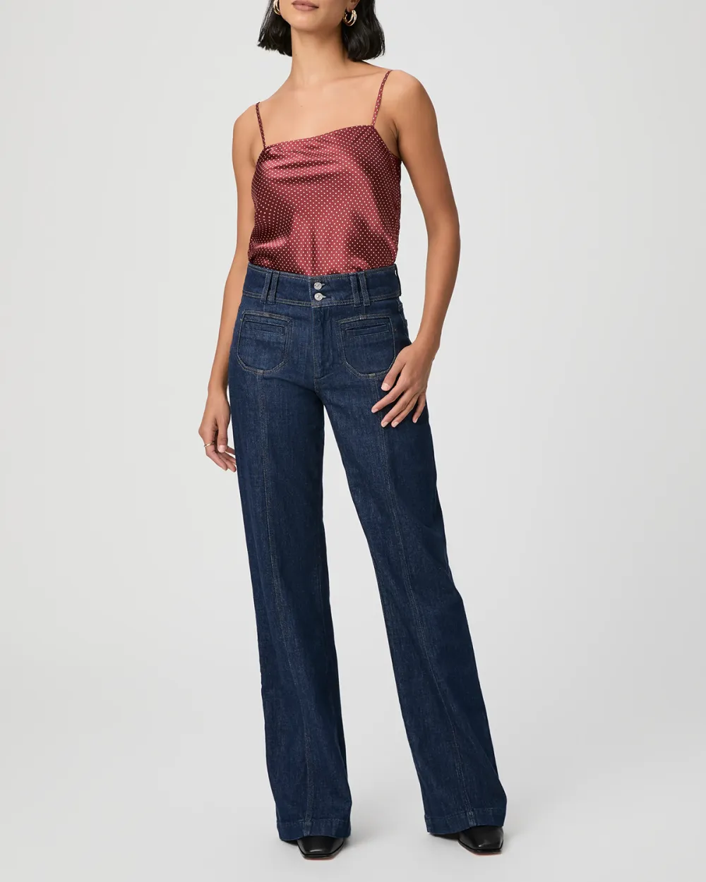 Burgundy Polka Dot Spaghetti Strap Cami