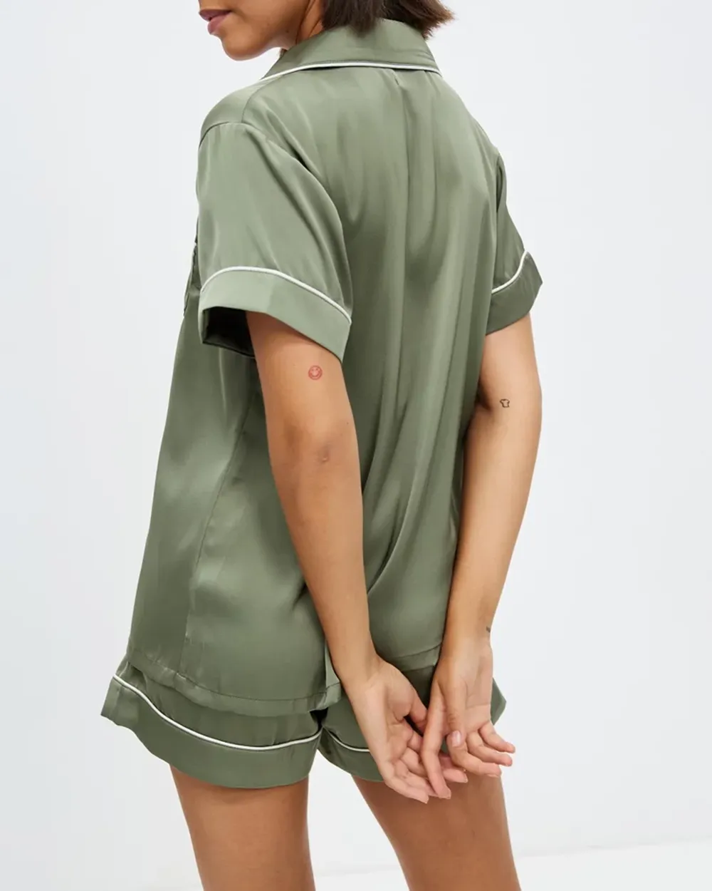 Short Satin Shirt PJ Set