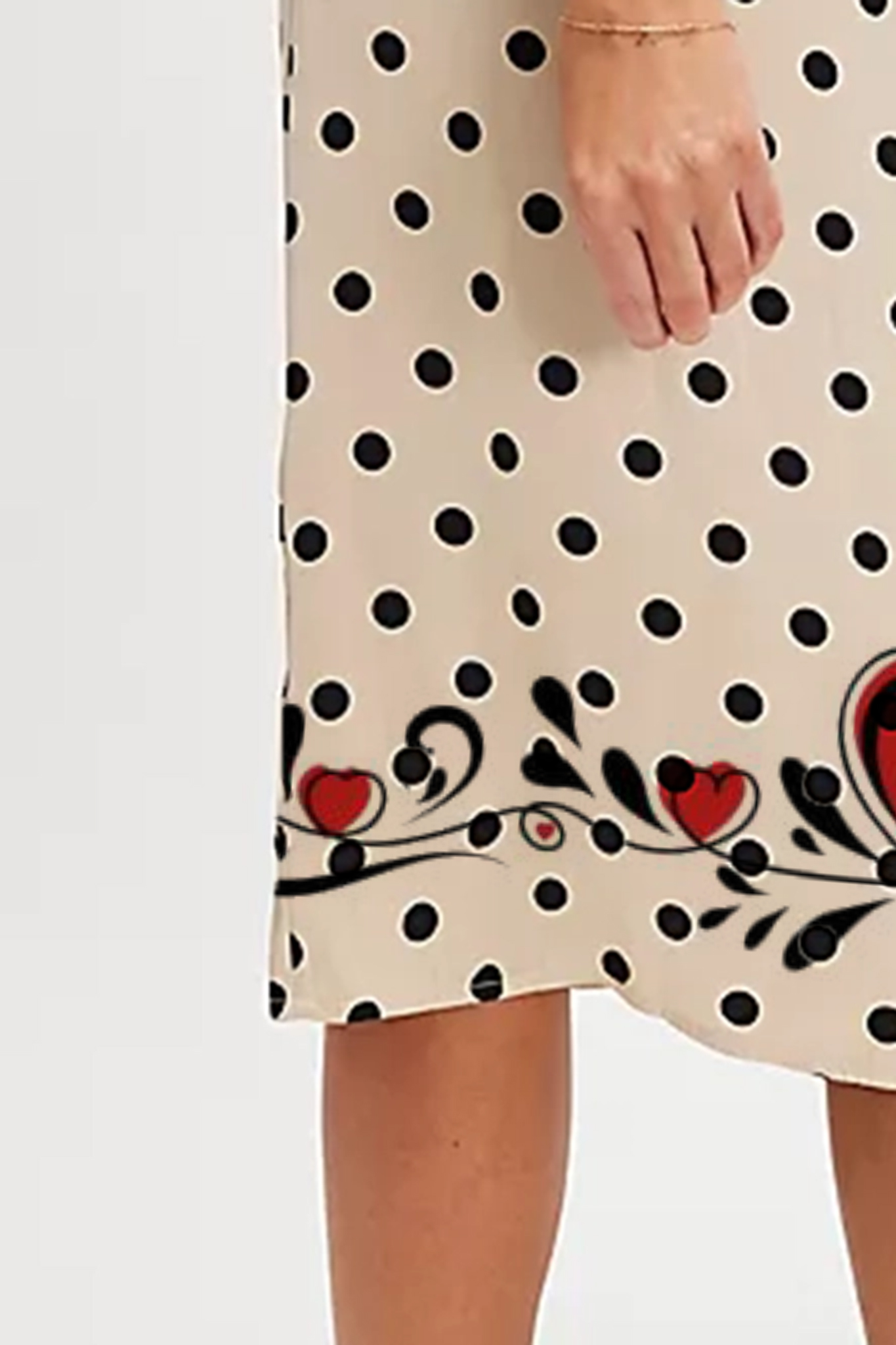 Polka Dot Print Midi Skirt