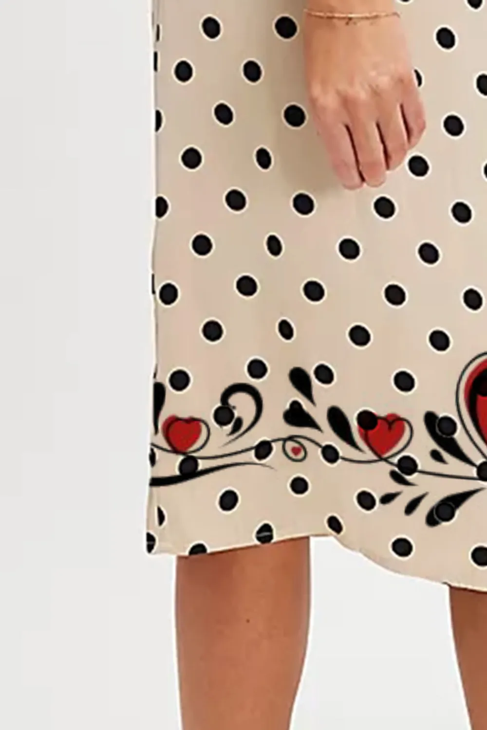 Polka Dot Print Midi Skirt