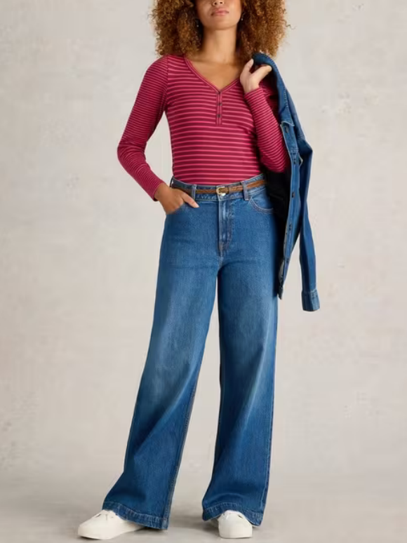 Skinny Ribbed Striped Henley