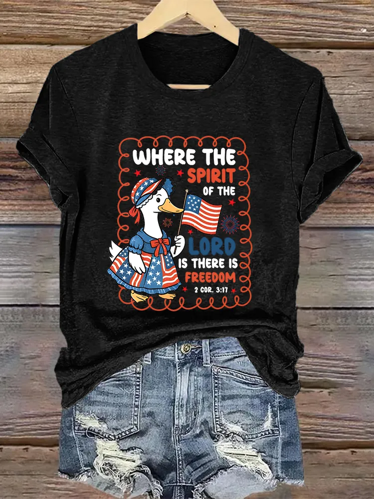 Woman'S Where The Spirit Of The Lord Is There Is Freedom Crew Neck Short Sleeve T-Shirt