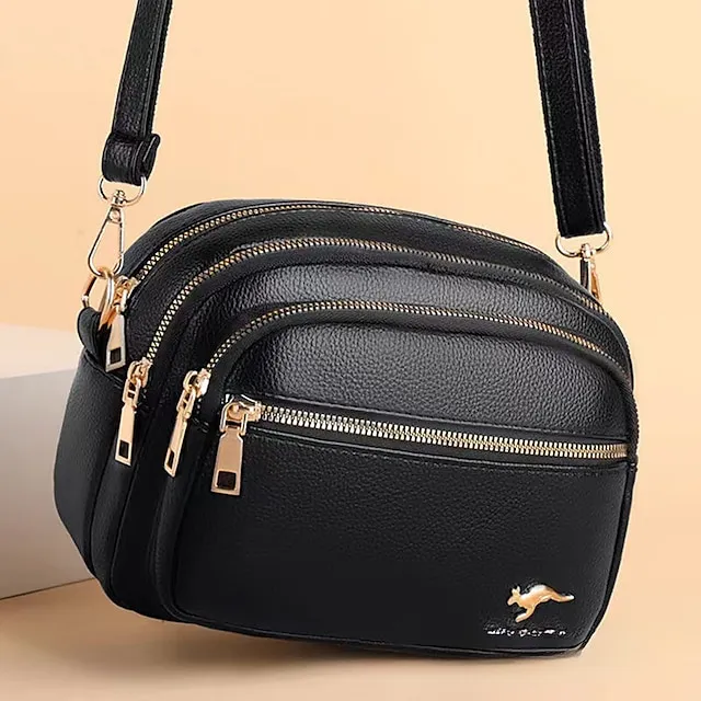 Women's Crossbody Bag Shoulder Bag Dome Bag PU Leather Shopping Daily Zipper Large Capacity Waterproof Lightweight Solid Color Black Red Purple