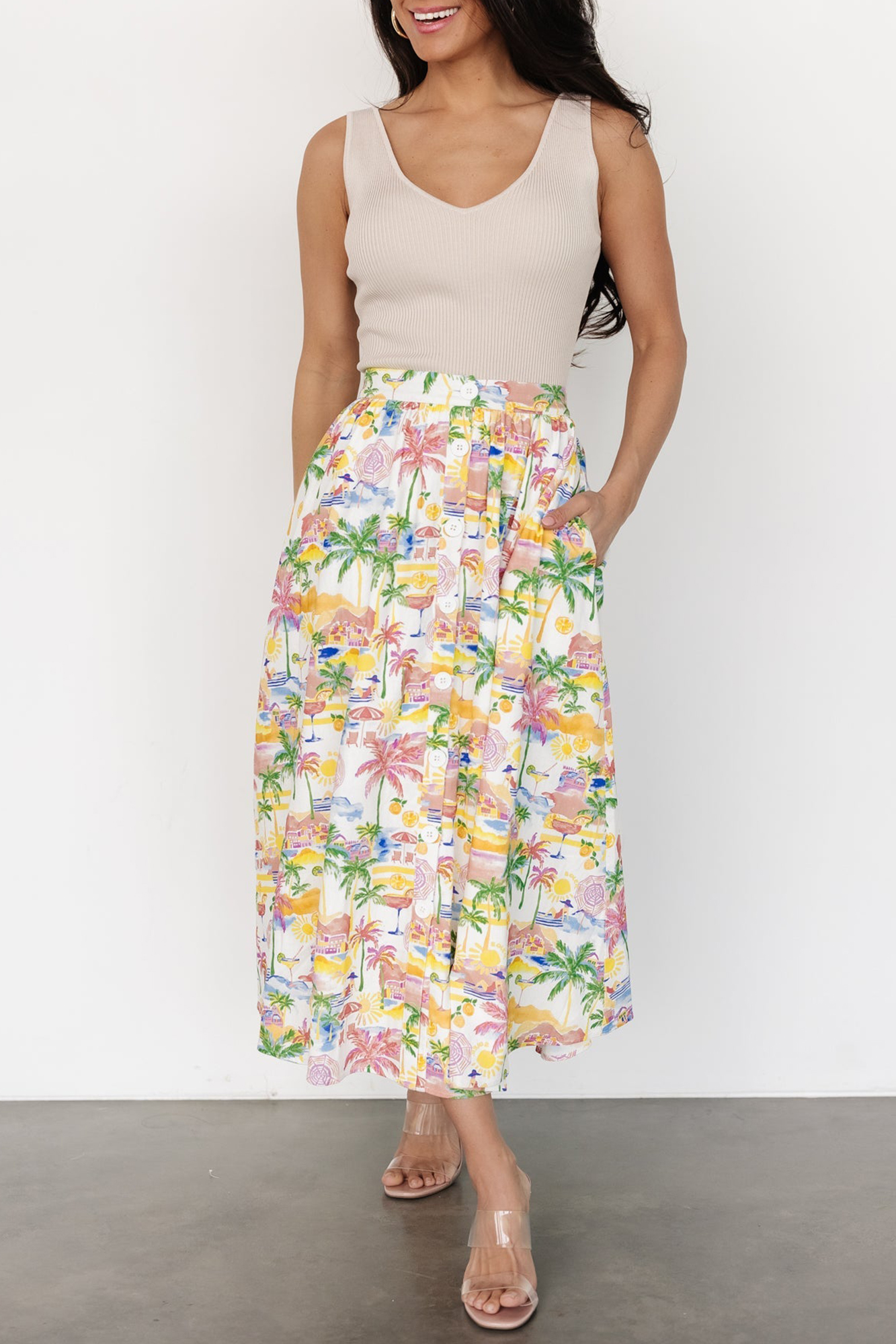 Gentle Temperament High-Waisted Floral Skirt