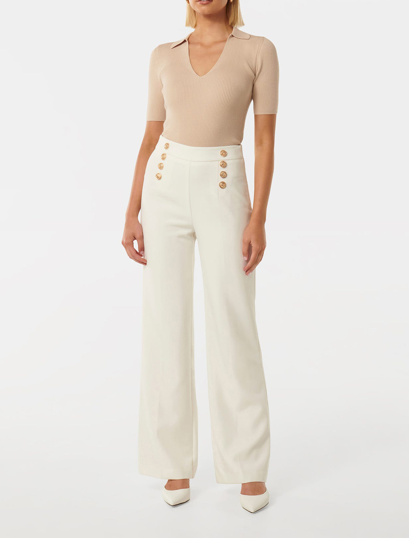 S/S Collar Knit Top