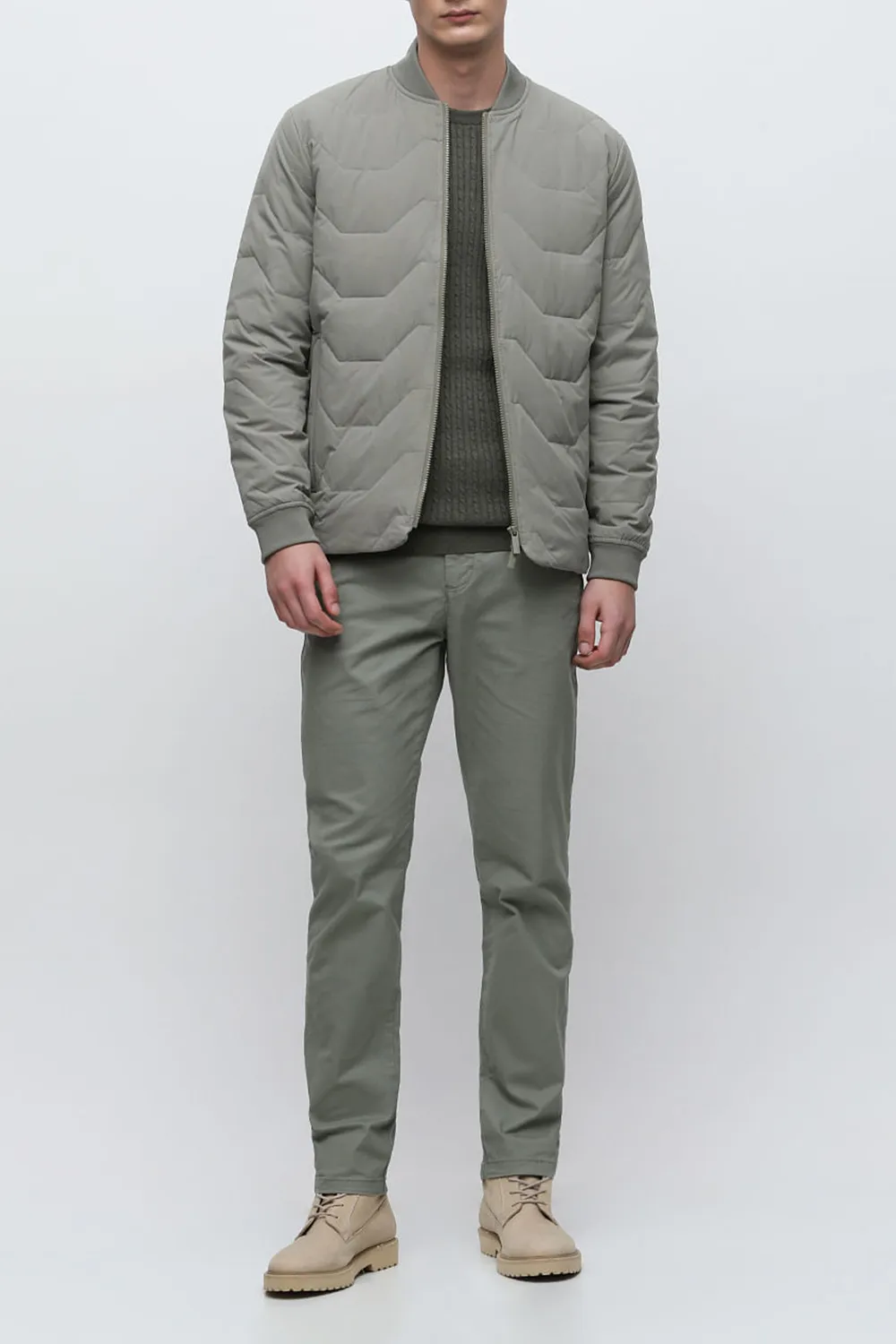 Green Quilted Bomber Jacket