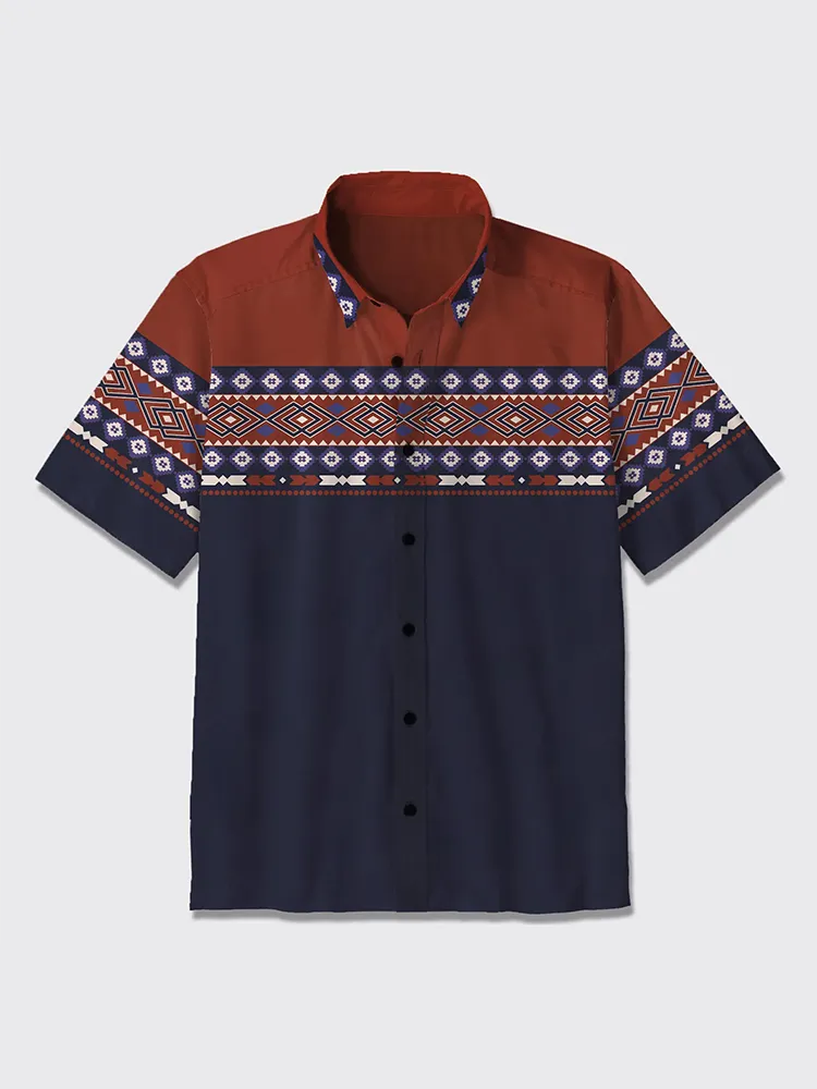 Aztec Pattern Design Button Up Shirt