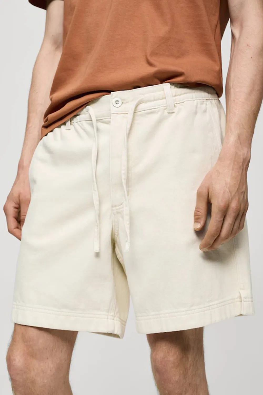 Denim Shorts With Drawstring