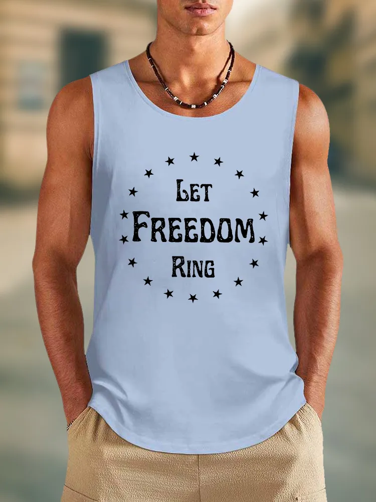 Men'S Let Freedom Ring Round-Necked Sleeveless Vest
