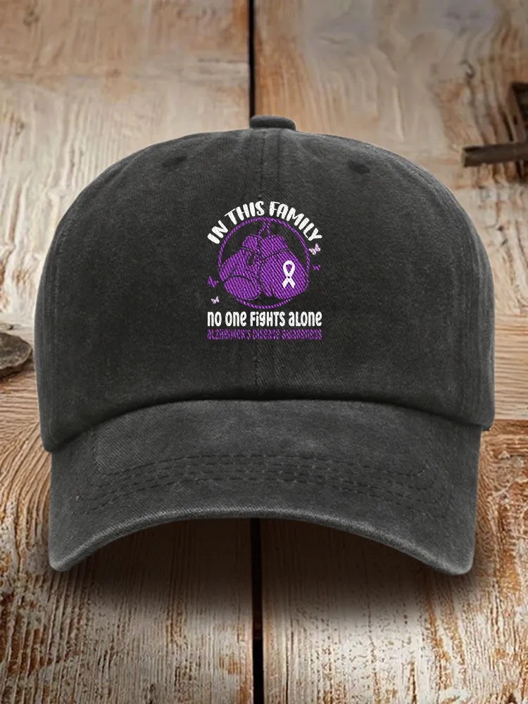 In This Family No One Fights Alone Alzheimer'S Awareness Baseball Cap