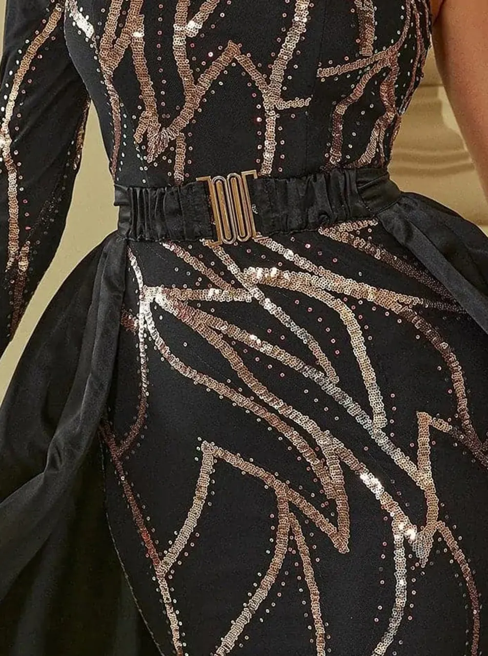 One Shoulder Cloak Sequin Prom Dress