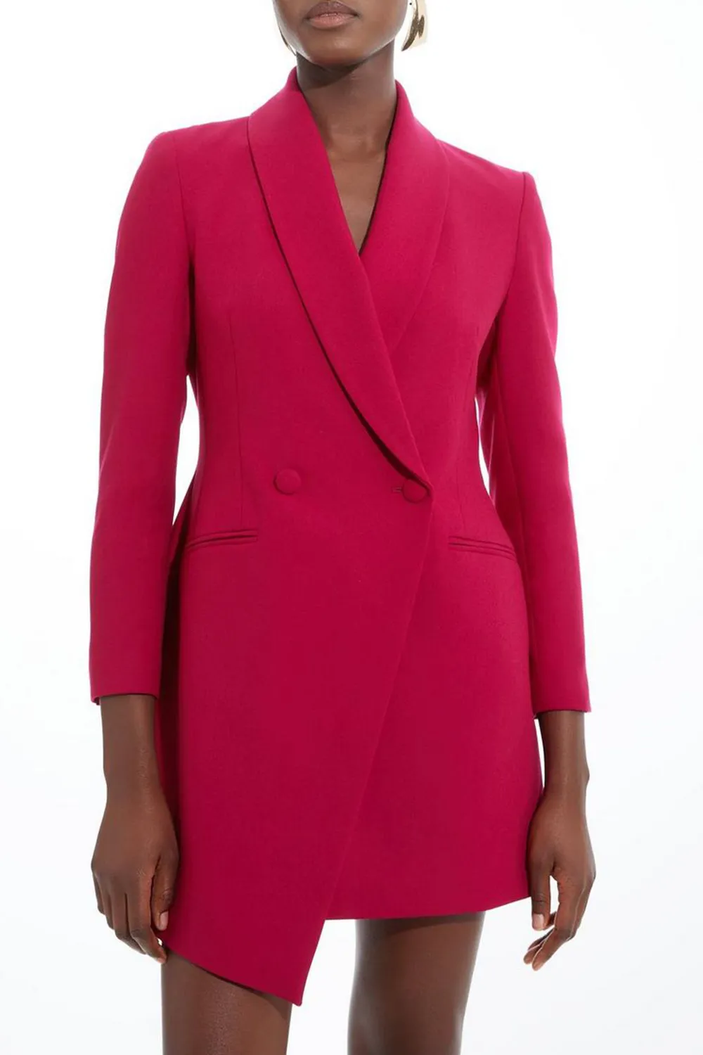 Petite Compact Stretch Tailored Blazer Wrap Mini Dress