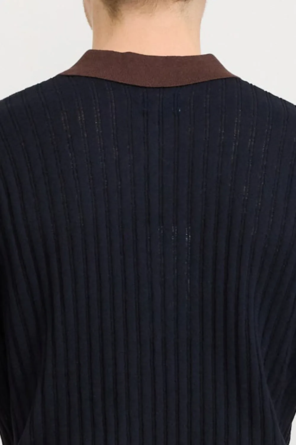 Black Polo Shirt With Brown Collar
