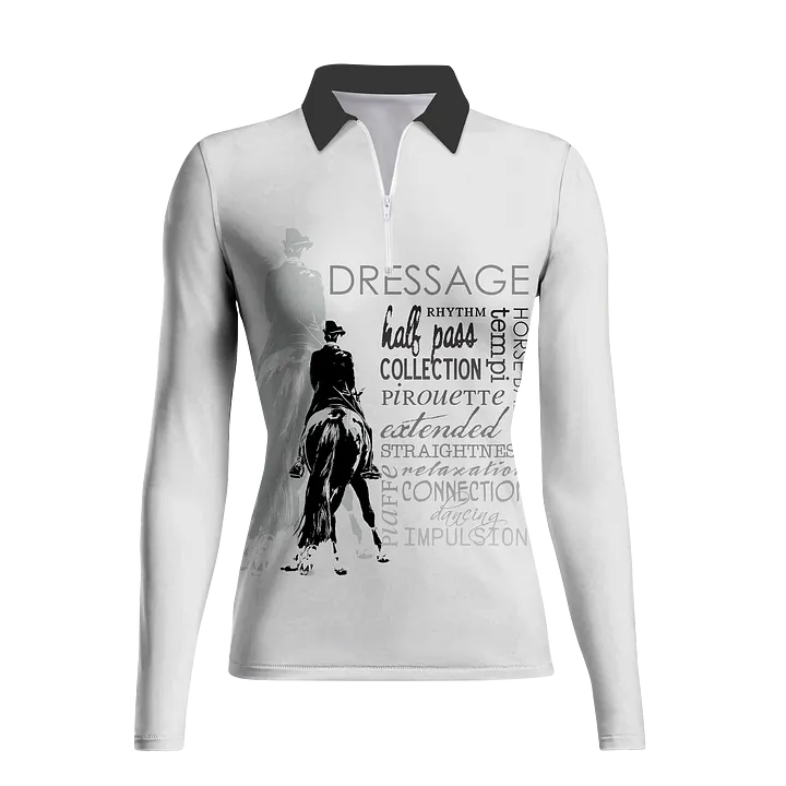 Women's Riding Style Dressage Print Long Sleeve Casual Lapel Shirt