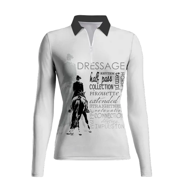 Women's Riding Style Dressage Print Long Sleeve Casual Lapel Shirt