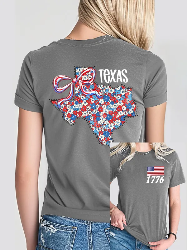 Woman'S 1776 Texas Print Short-Sleeved T-Shirt