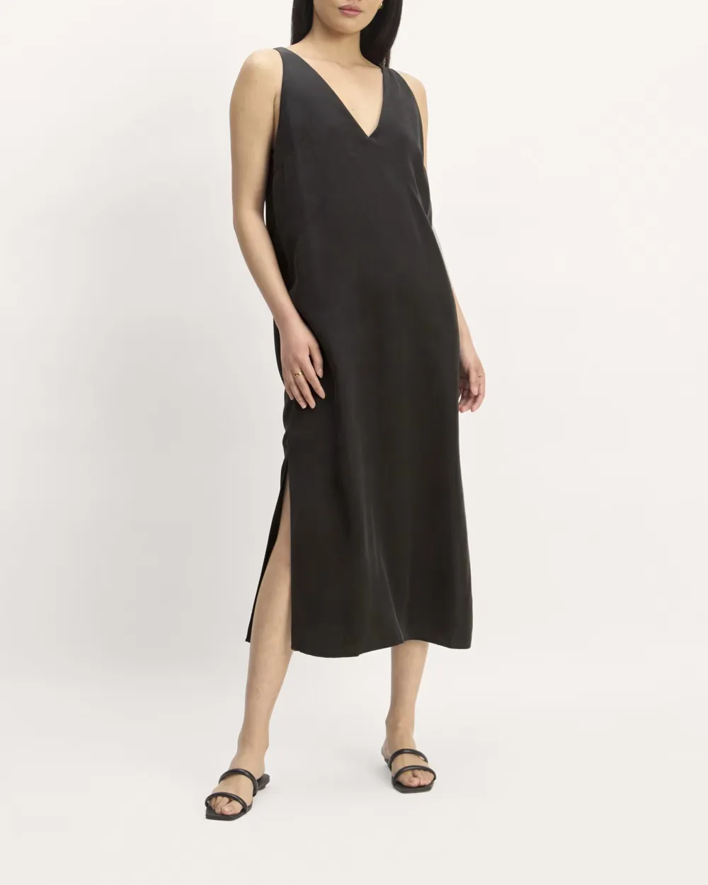 V Neck Midi Slip Dress