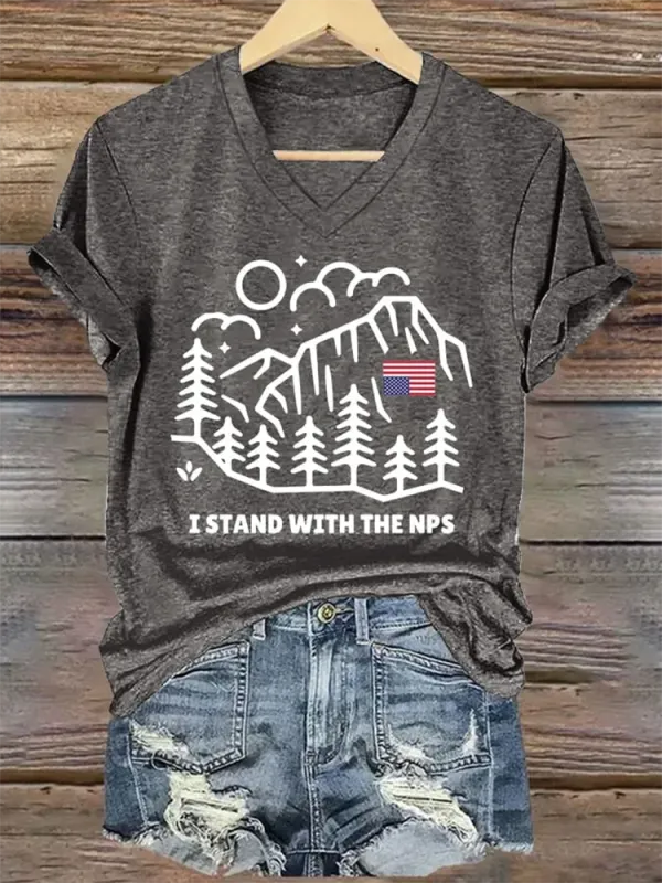 Woman'S I Stand With The Nps V-Neck Short-Sleeve T-Shirt