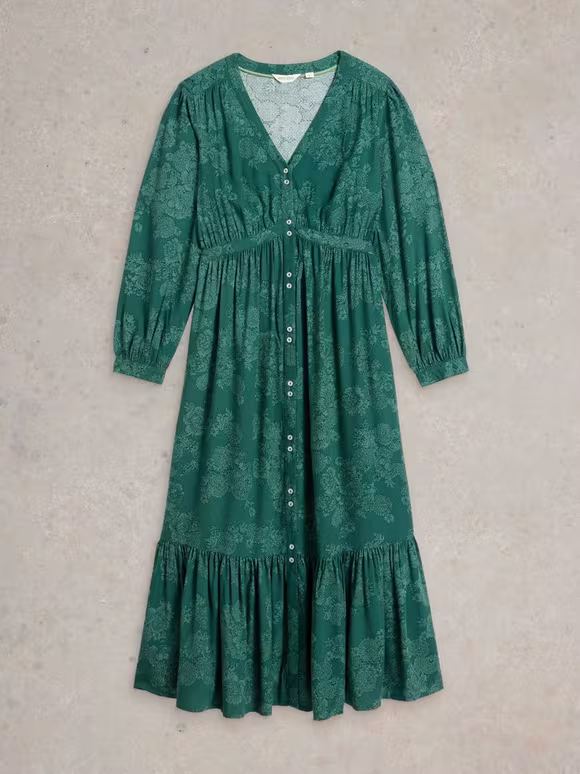 Midi Dress In Teal Print