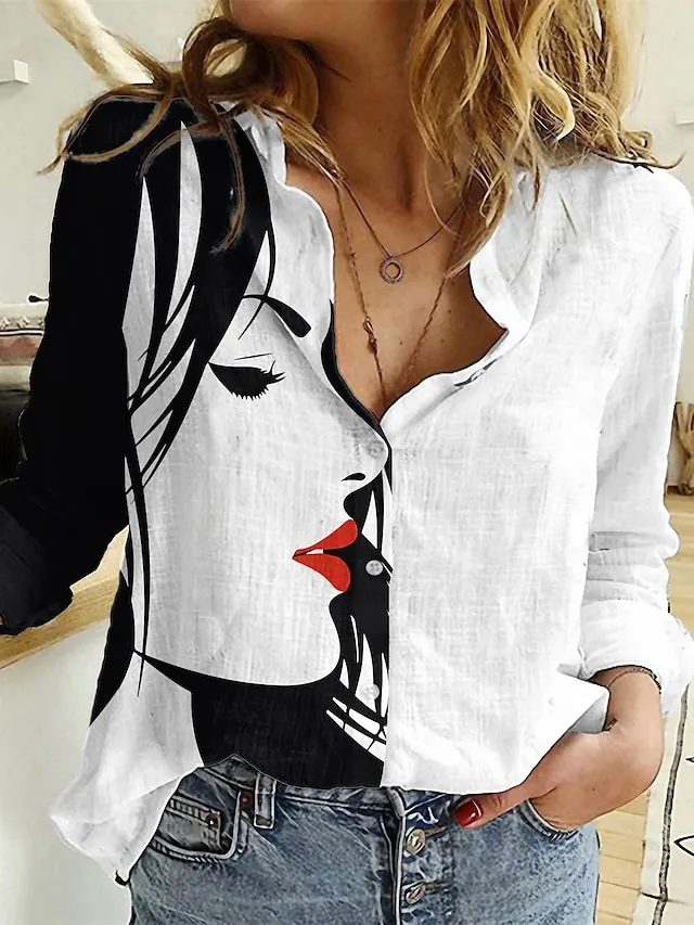 Women's Shirt Blouse Black Pink Army Green Graphic Floral Button Print Long Sleeve Daily Weekend Tropical Vintage Shirt Collar Regular Floral S