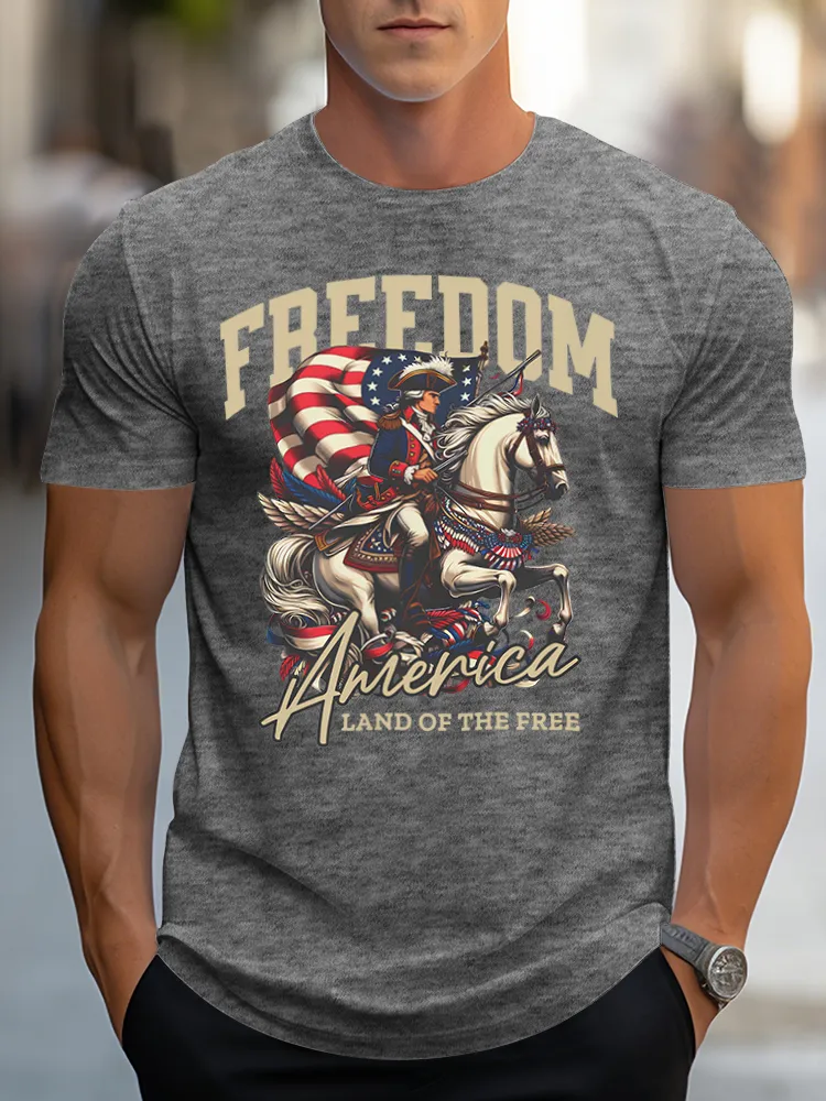 Freedom America Land Of The Free Print Short Sleeves T-Shirt