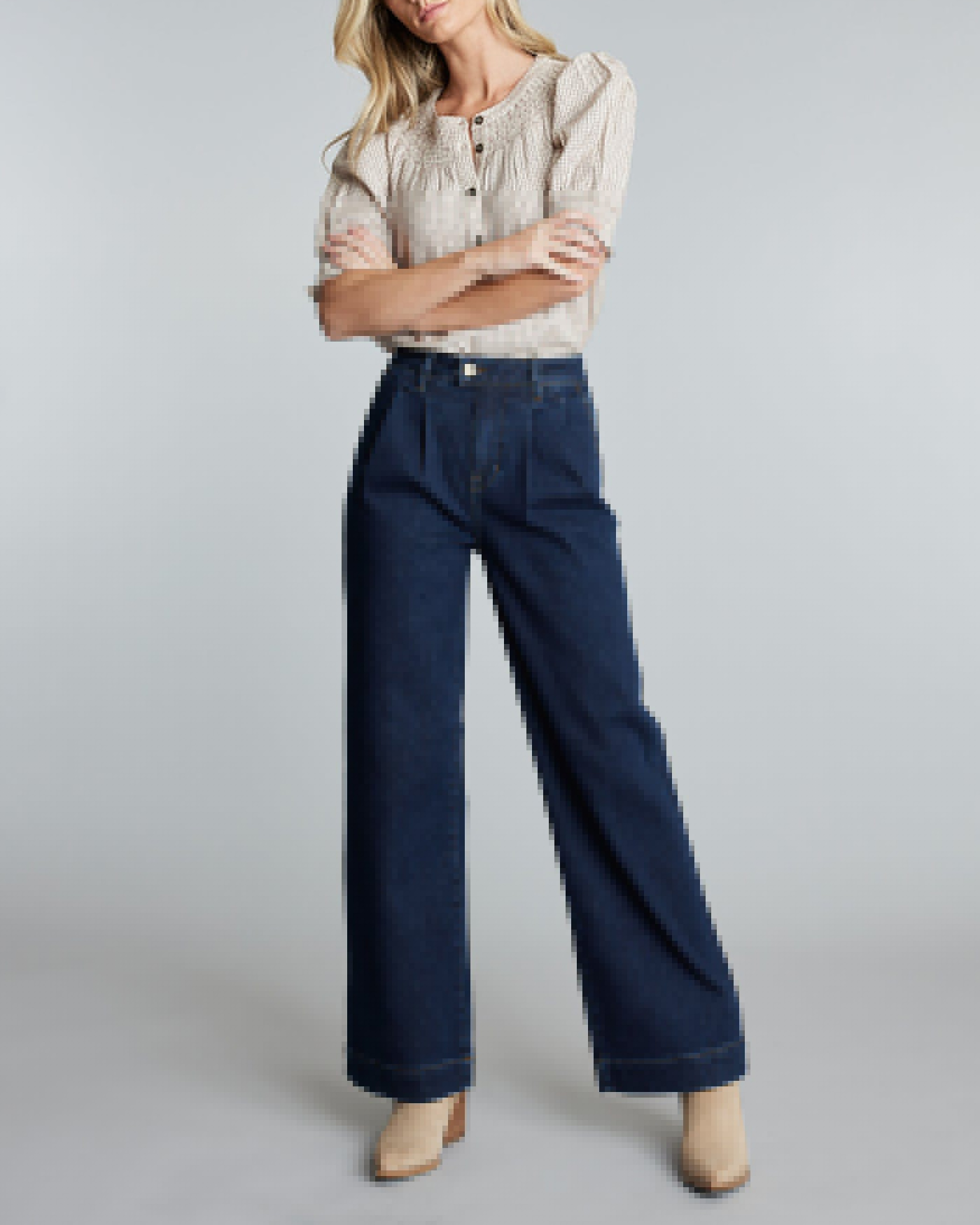 Dark Blue Wide Leg Denim Pant