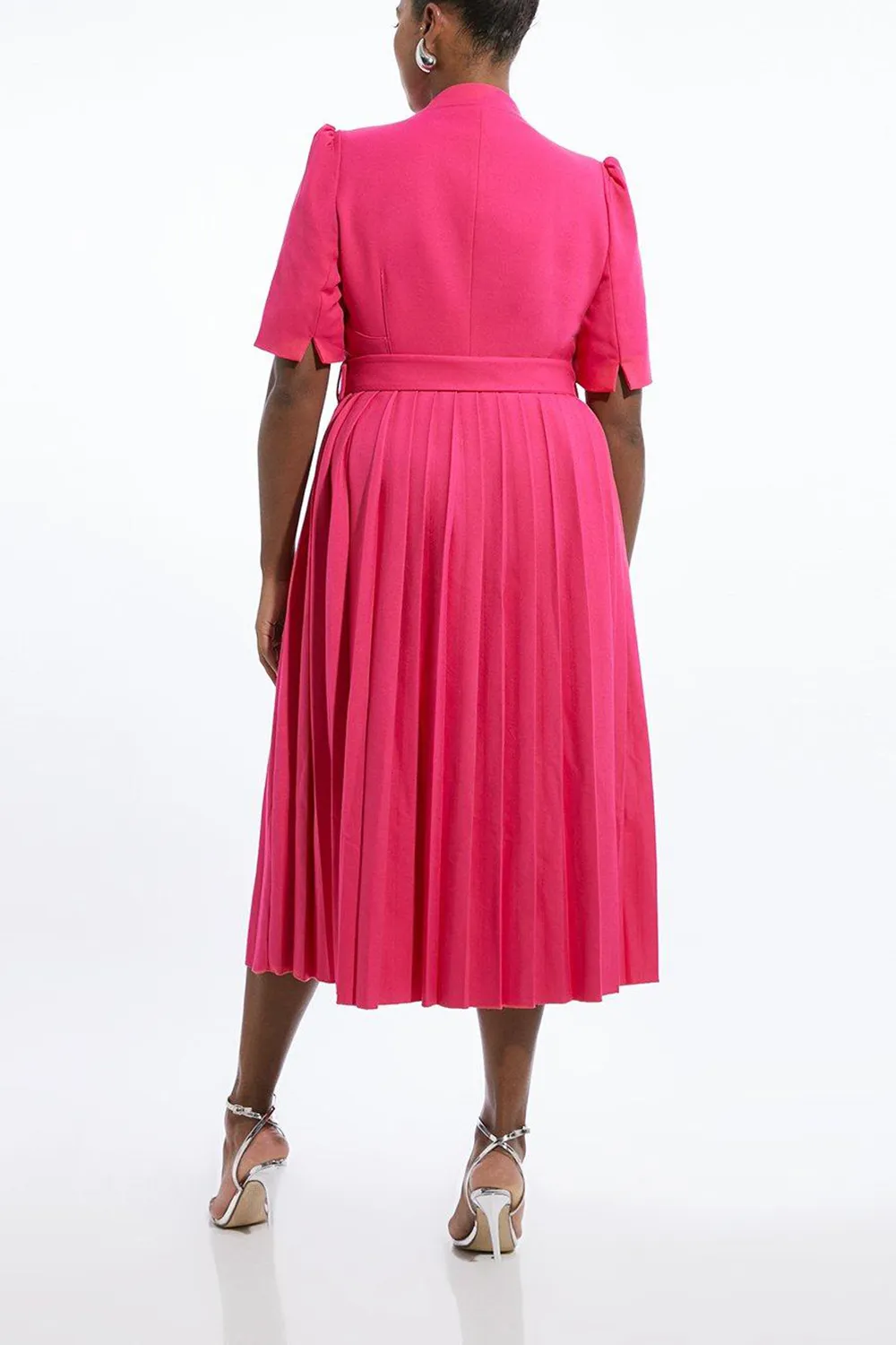 Plus Size Structured Crepe Pleat Dress