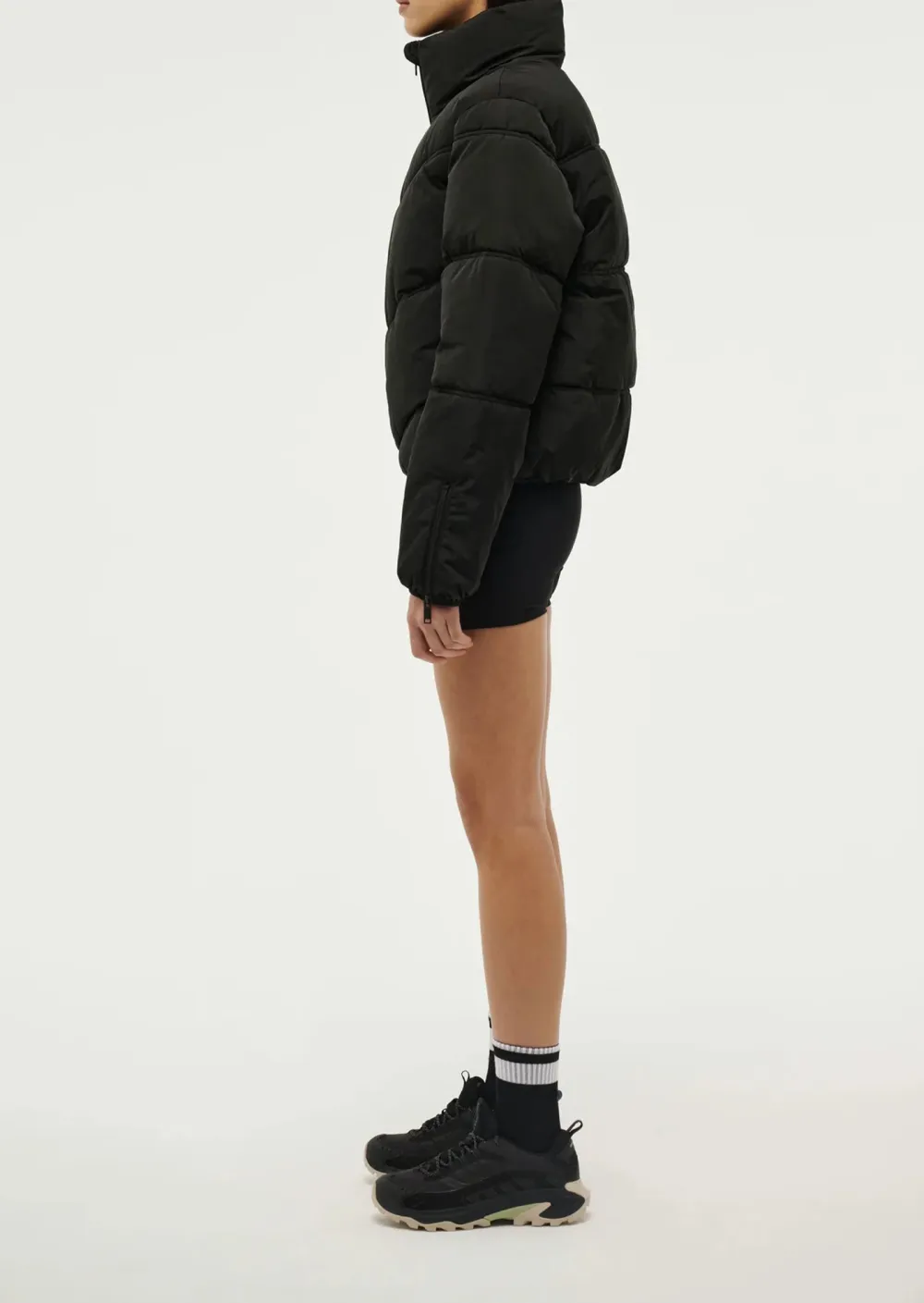 Black Puffer Stand Collar Jacket