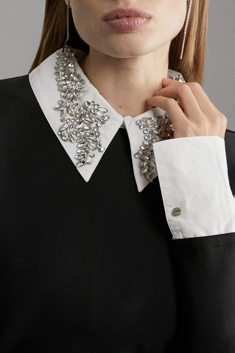 Embellished Collar Knit Top