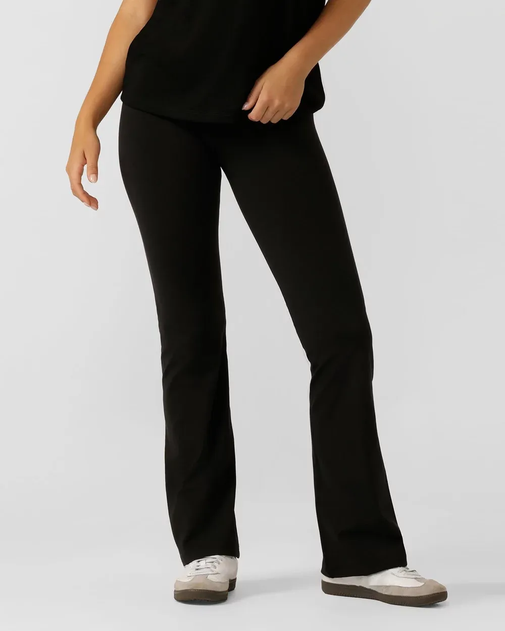 Black Elastic Waist Flared Pant