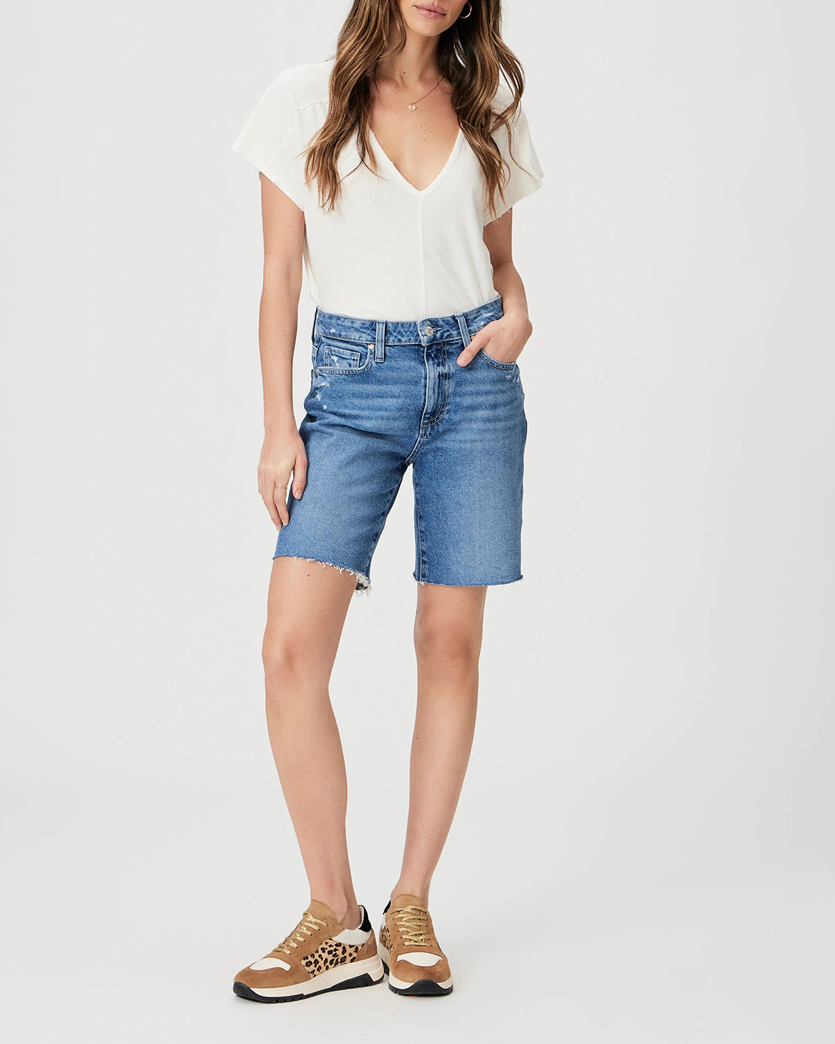 Light Blue Denim Distressed Shorts