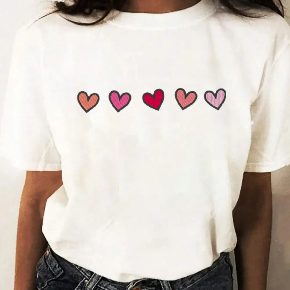 Casual T-Shirt With Five Hearts In Different Colors