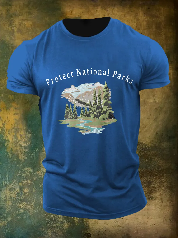 Men'S Protect National Parks Not Projects Round-Neck T-Shirt