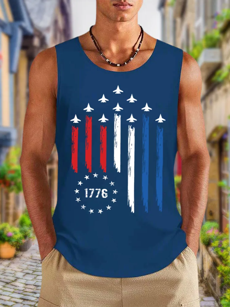 Men'S Independence Day Round-Necked Sleeveless Vest