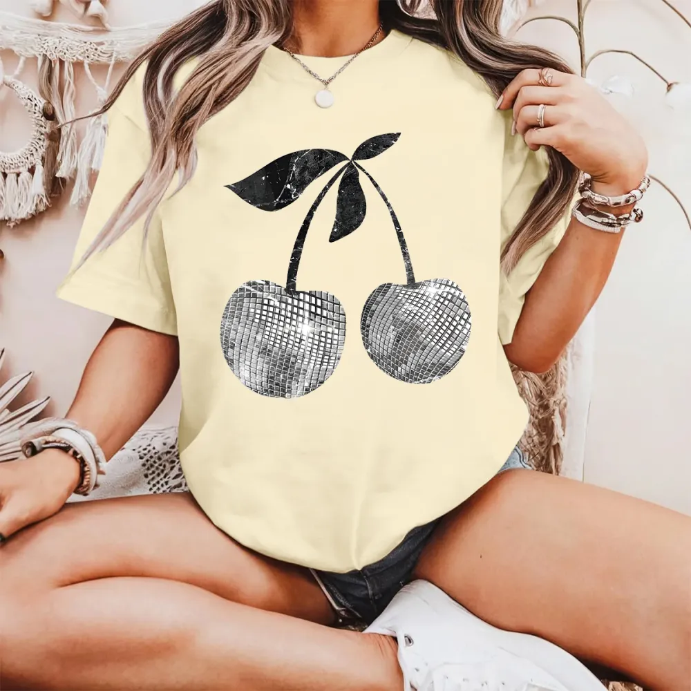 Silver Sakura Print T-Shirt