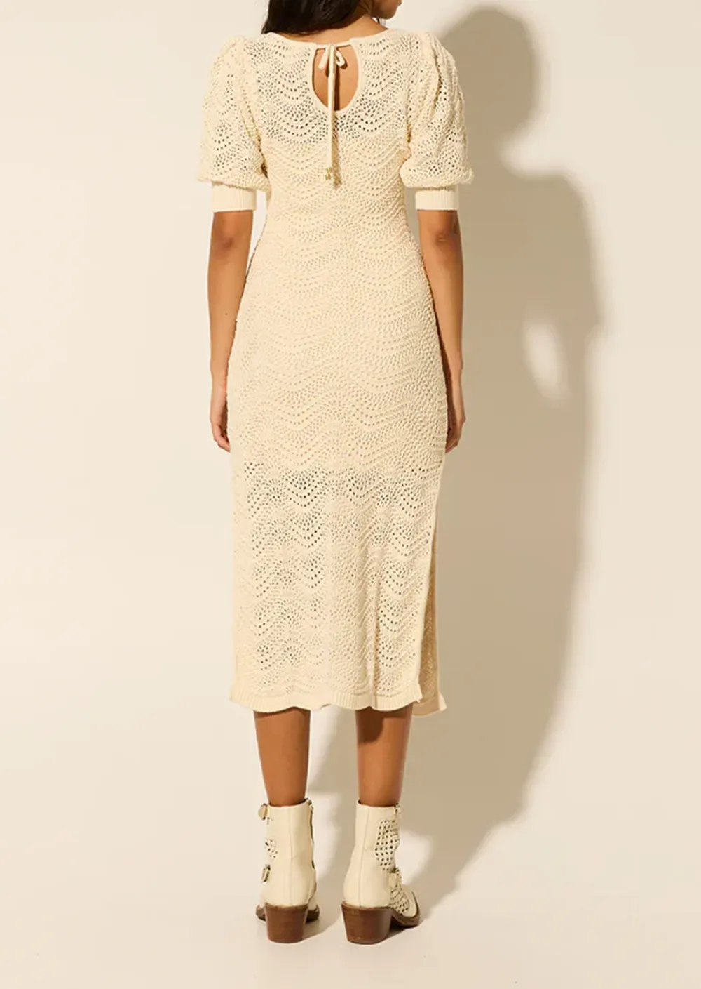 Crochet Short Sleeved Midi Dress