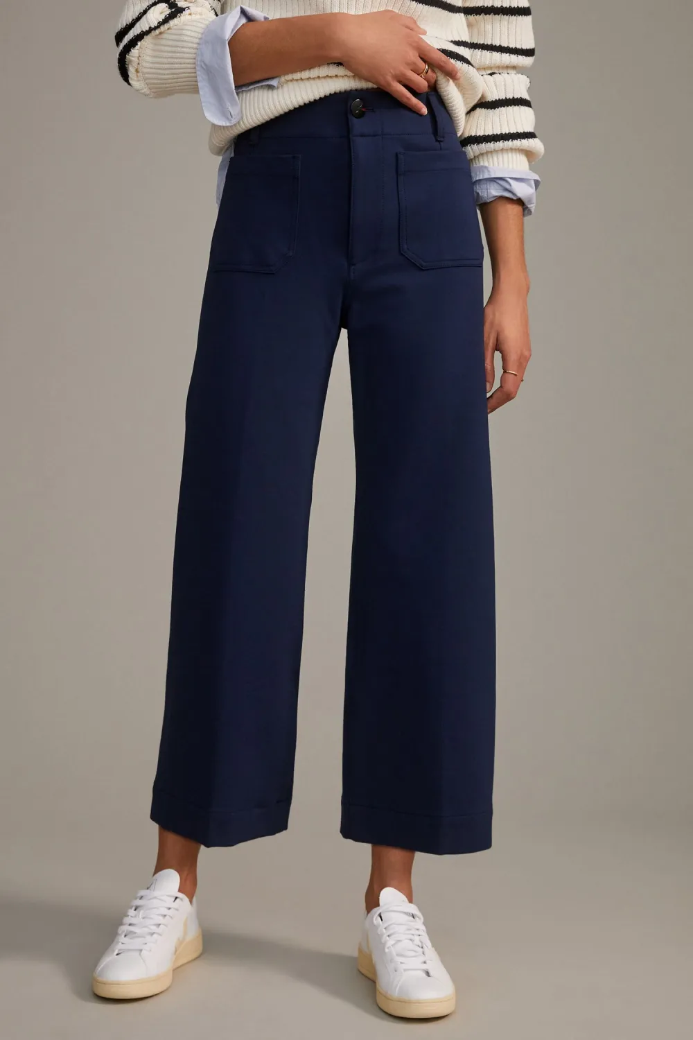 Brushed Knit Edition Cropped Wide-Leg Pants