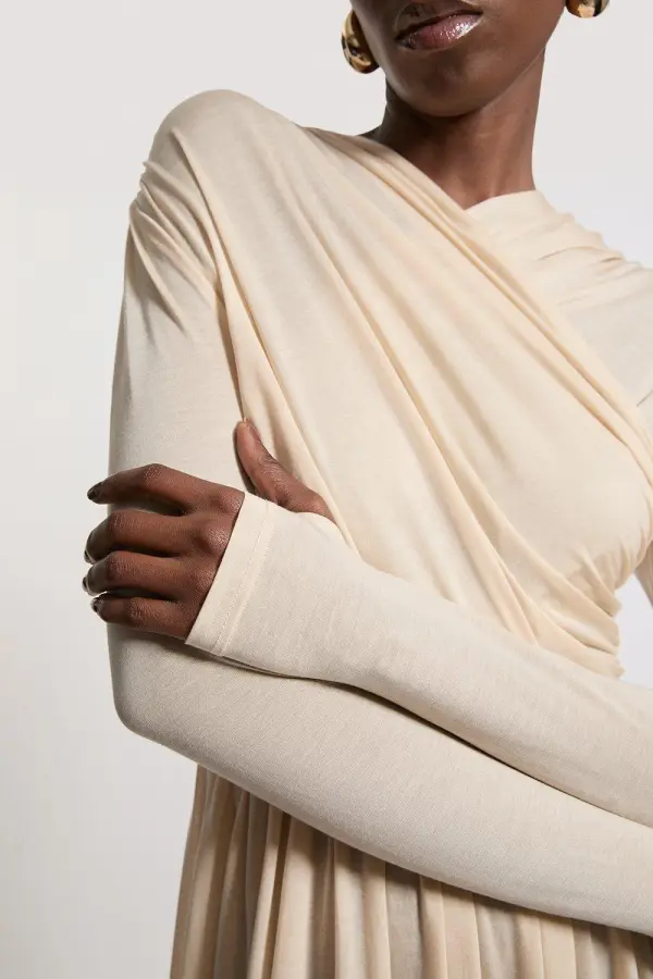 Premium Tencel Jersey Wrap Detail Dress