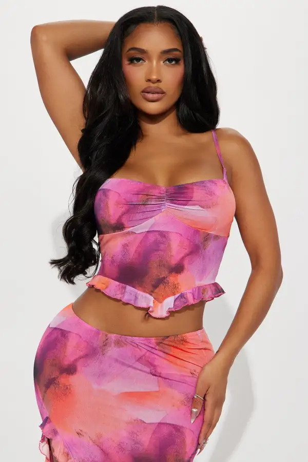 Claiming You Midi Skirt Set  - Pink/combo