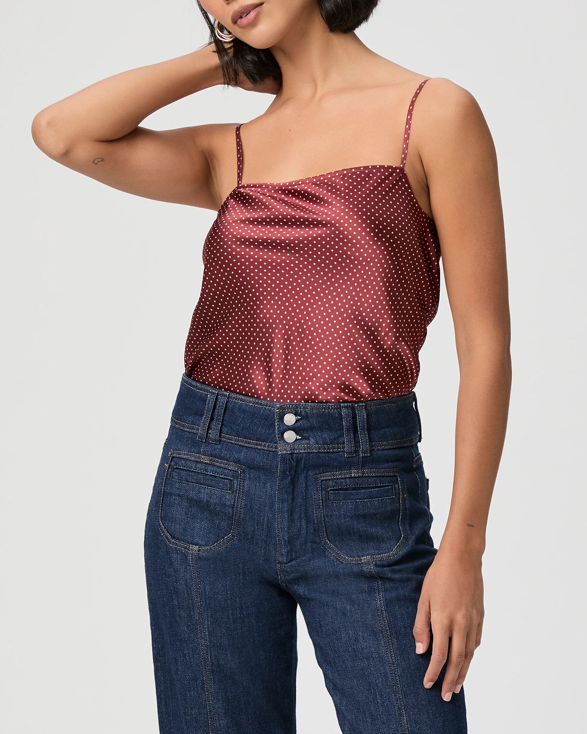Burgundy Polka Dot Spaghetti Strap Cami