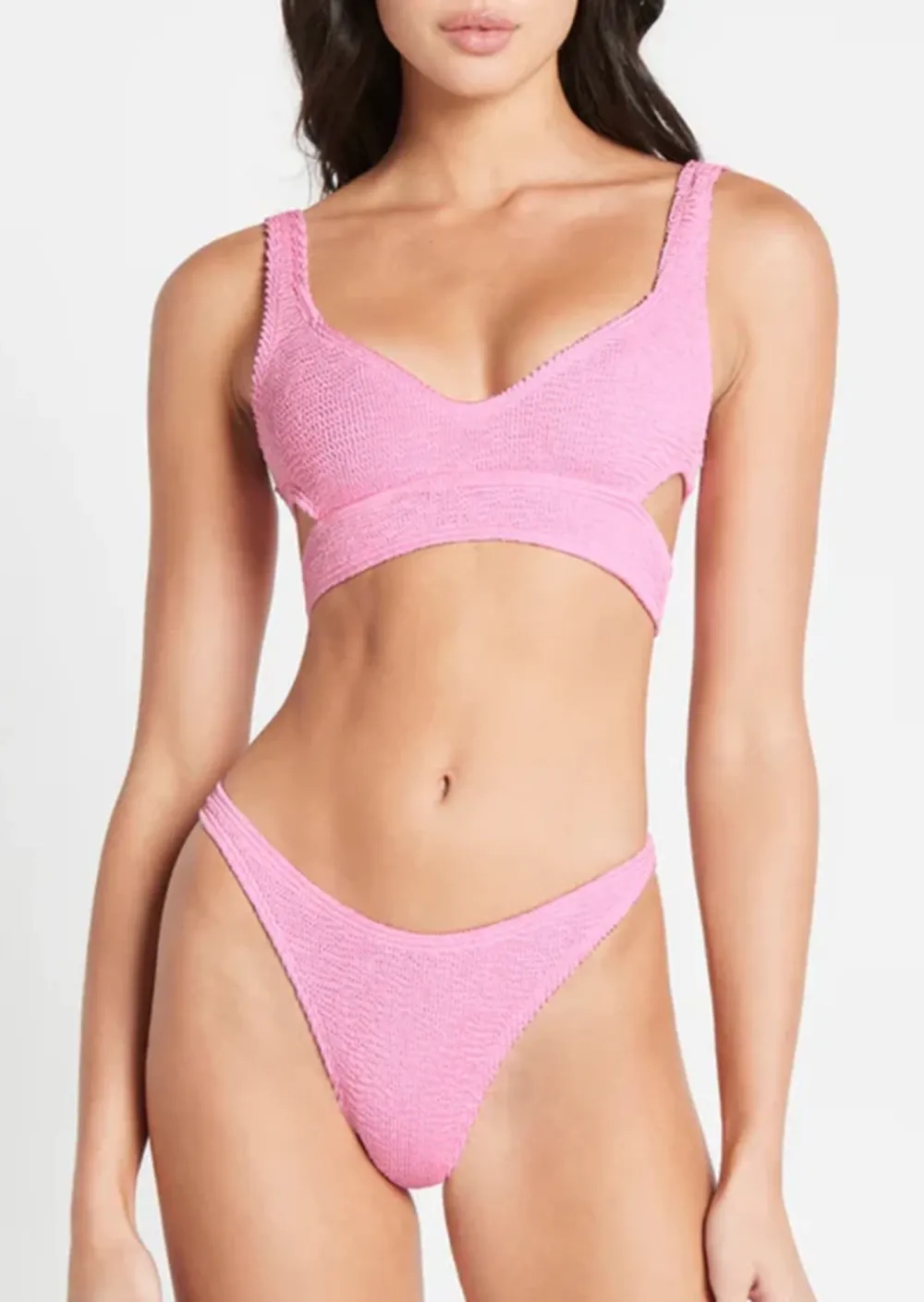 Nylon Yarn Tubular Pleated Two-Piece Swim