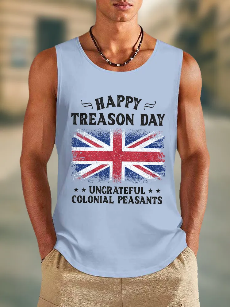 Men'S Happy Treason Day Ungrateful Colonial Peasants Round-Necked Sleeveless Vest