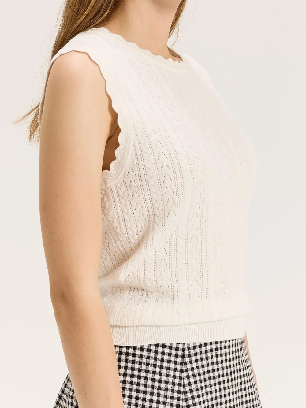 Ivory Hollow Knit Vest Top