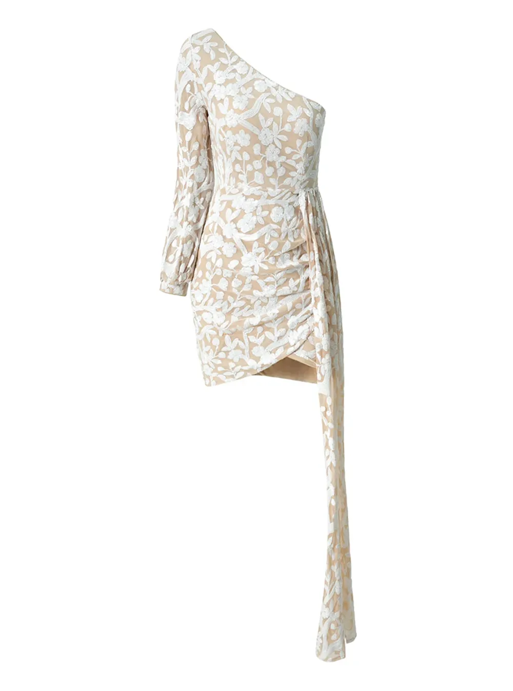 Floral One Shoulder Draped Mini Dress